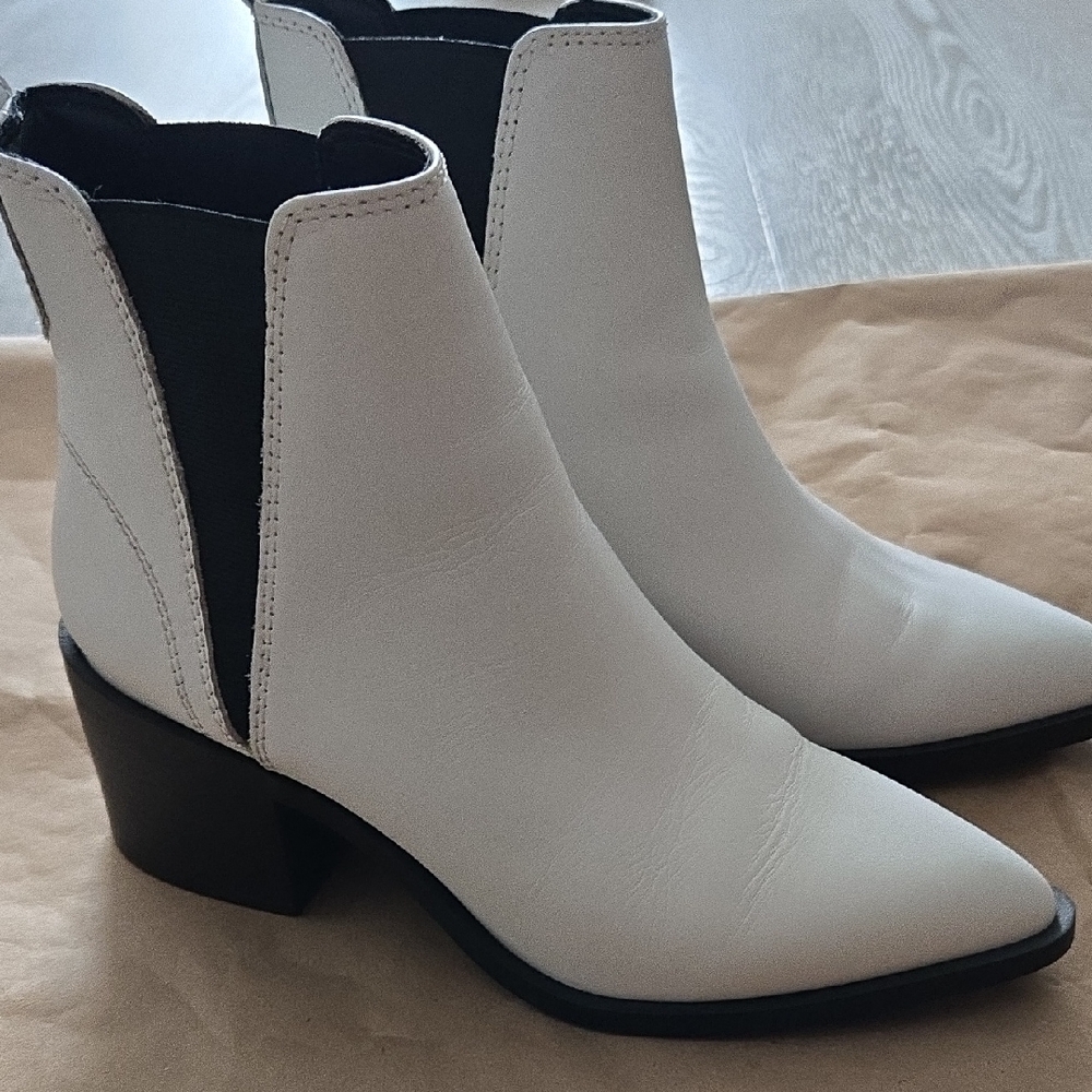 Steve Madden White Ankle Booties